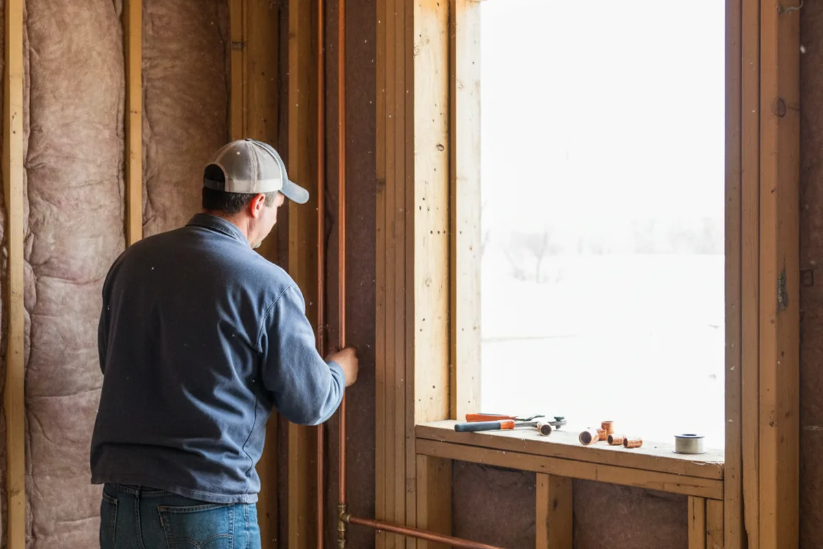 Licensed plumber running new copper supply lines in a Tonopah home